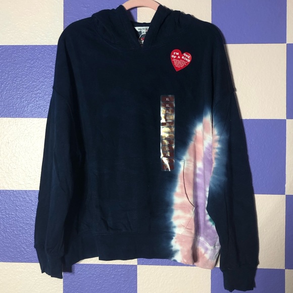 Wildfox Tops - NWT Wildfox Blue Hoodie with Tie-Dye - Size XL